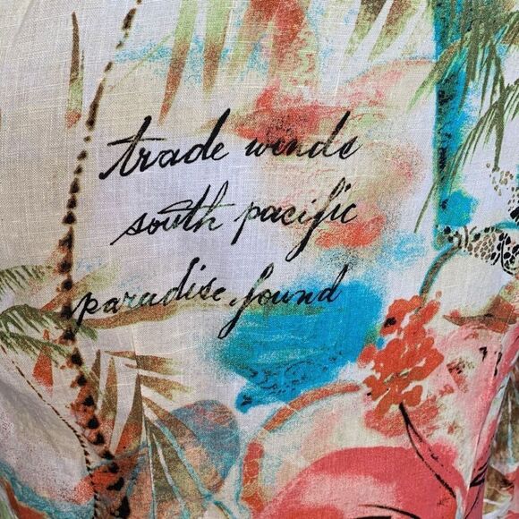 Chicos Shirt Multicolor Tropical Flower Animal Print Long Sleeve Linen Collared - Picture 5 of 11